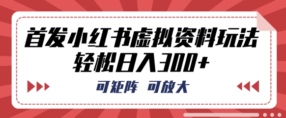 首发小红书虚拟资料玩法,可矩阵,可放大,轻松日入3张-源创文化:轻创终点站